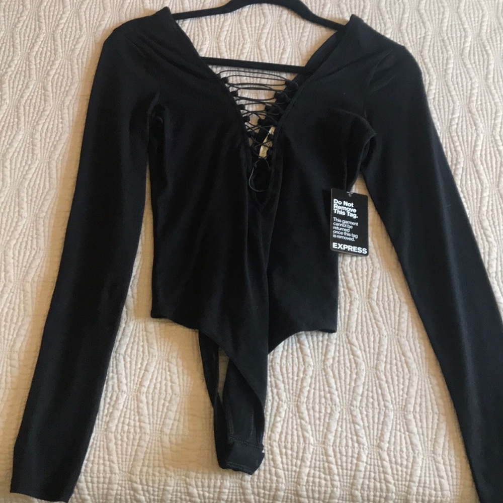 Express Black V-Neck Bodysuit